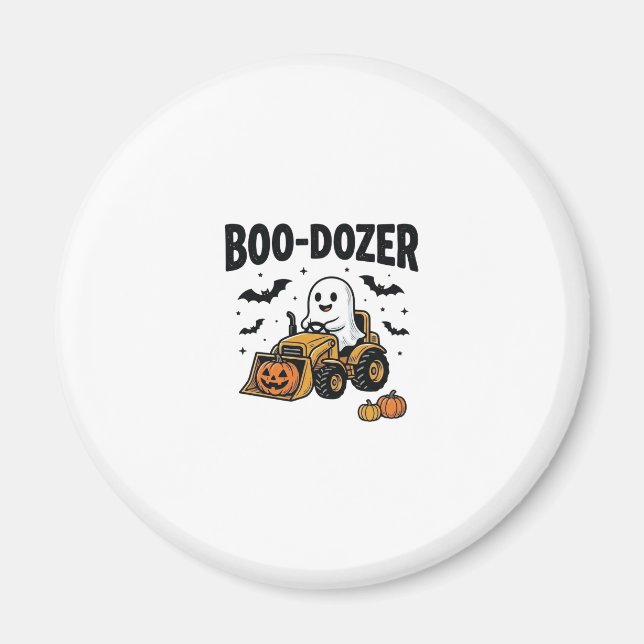 Boo-Dozer Halloween Spök Bulldozer Design_1 Magnet (Framsidan)
