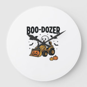 Boo-Dozer Halloween Spök Bulldozer Design_1 Stor Klocka