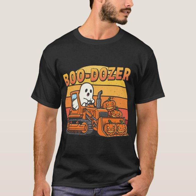 Boo Dozer Spöke Rolig Halloween T Shirt (Framsida)