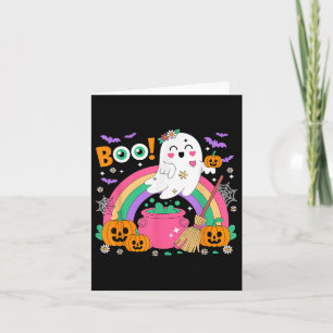 Boo Färgglad Regnbåge Skräck Urholkad Pumpa Hallow Kort