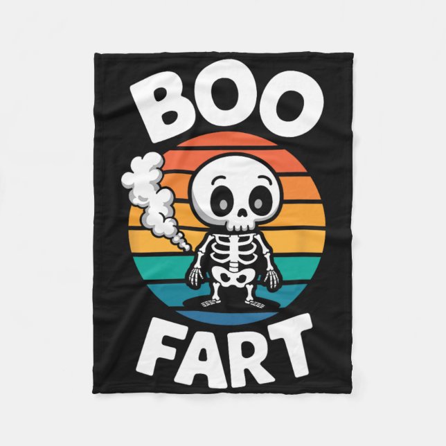 Boo Fart Funny Farting Skeleton for Halloween Fleecefilt (Framsidan)