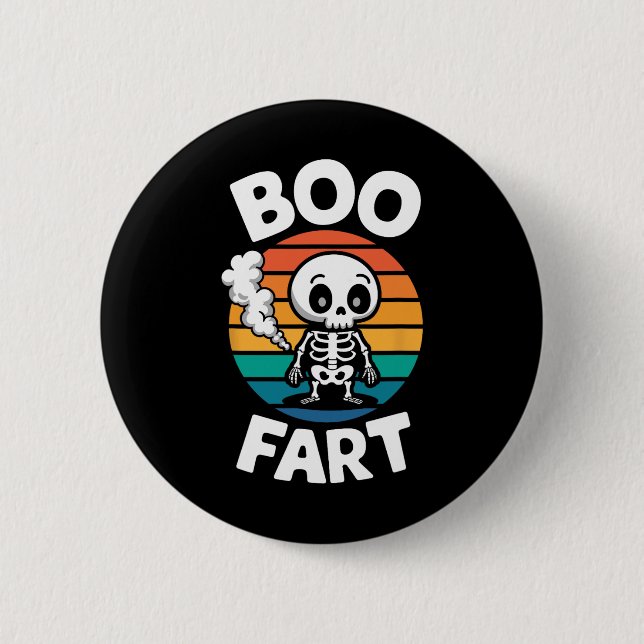 Boo Fart Funny Farting Skeleton for Halloween Knapp (Framsida)