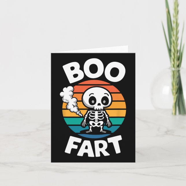 Boo Fart Funny Farting Skeleton for Halloween Kort (Framsida)