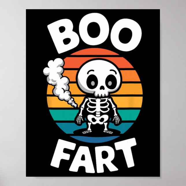 Boo Fart Funny Farting Skeleton for Halloween Poster (Framsidan)