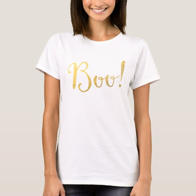 BOO! Faux Guld look Halloween Shirt Tee (Framsida)