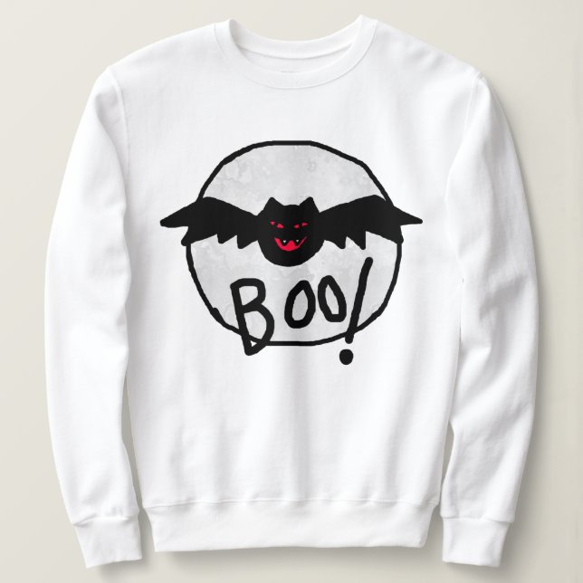 Boo Fladdermus Abstrakt Art Halloween Sweatshirt T Shirt (Design framsida)