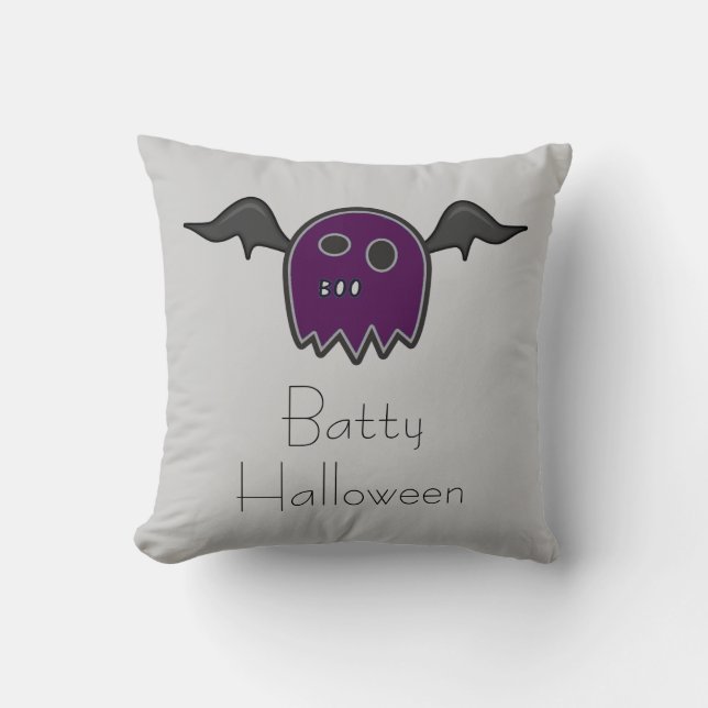 Boo Fladdermus Lila Ghost Pillow Kudde (Framsida)