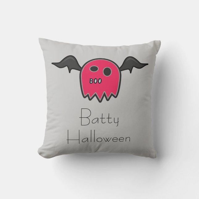 Boo Fladdermus Rosa Ghost Pillow Kudde (Framsida)