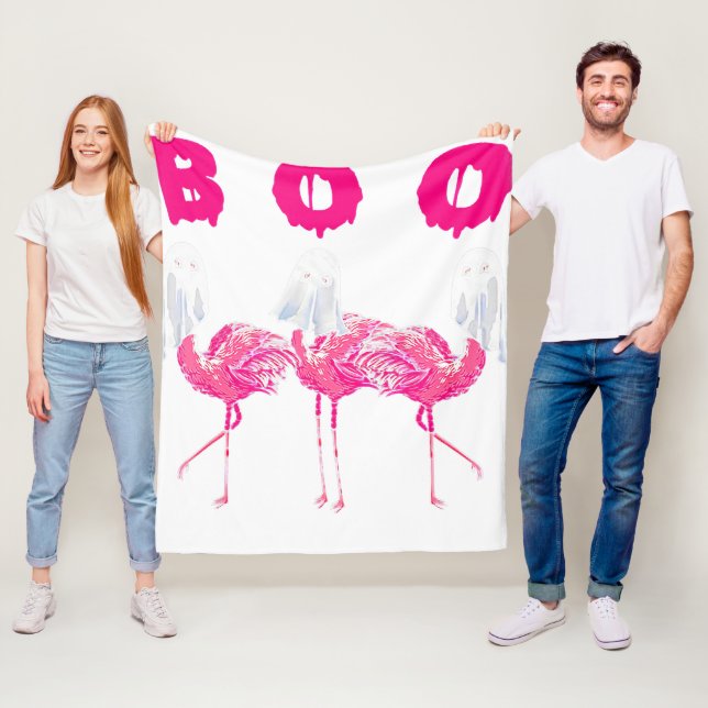 Boo Flamingo Halloween Flamingo Ghost Fleecefilt (På plats)