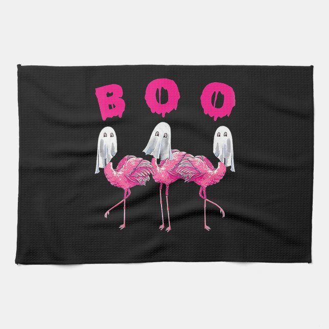 Boo Flamingo Halloween Flamingo Ghost Kökshandduk (Horisontell)