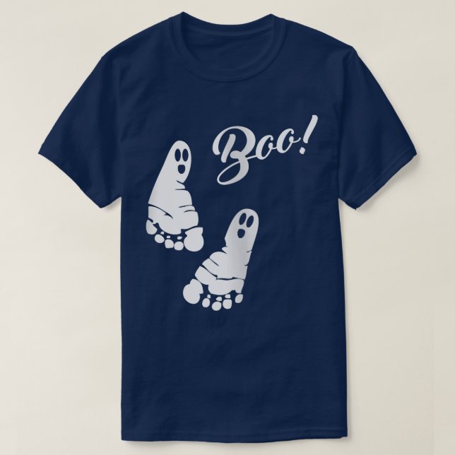 Boo Footprint Halloween Gravid annons G T Shirt (Design framsida)
