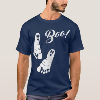 Boo Footprint Halloween Gravid annons G T Shirt