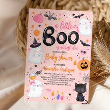 Boo för Halloween Rosa Ghost Baby Shower-inbjudan