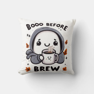 Boo före brygg Funny Ghost Cute Halloween Kaffe Kudde