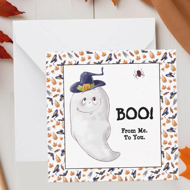 Boo från mig till dig Kund Halloween Anteckningskort (Halloween Pop By notecard for Real Estate)