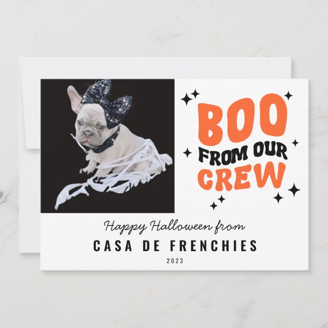 Boo från teamet | Modern Retro Halloween Foto Vitt Julkort (Framsida)