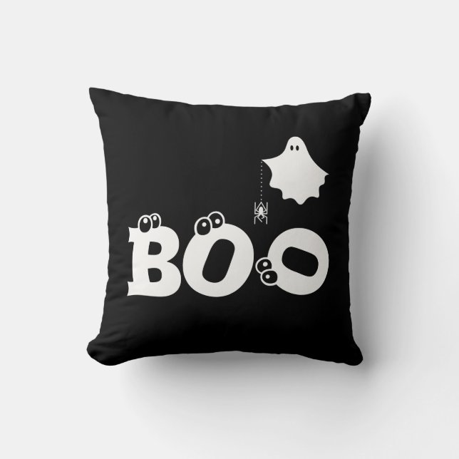 Boo Funny Cute Halloween Ghost Spider Eyebullon Kudde (Framsida)