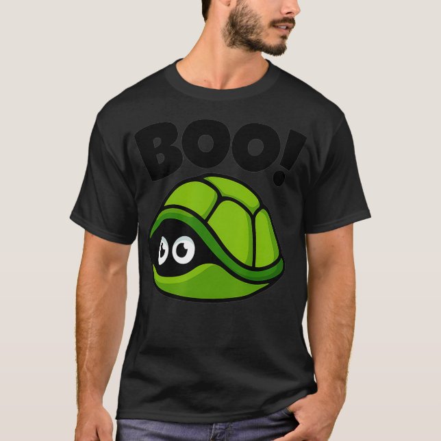 Boo Funny Gömmande sköldpadda Peekaboo Scary Hallo T Shirt (Framsida)