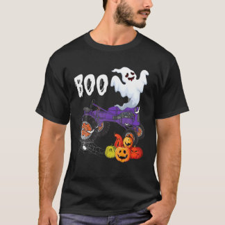 Boo Funny Halloween Ghost Boo Riding Tractor Pumpk T Shirt