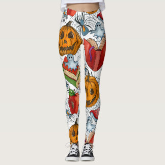 Boo! Funny Halloween Ghost Reading Bok Leggings