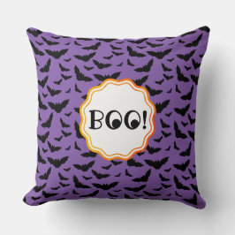BOO! Funny Halloween Lila/Black Flies Fladdermus Kudde