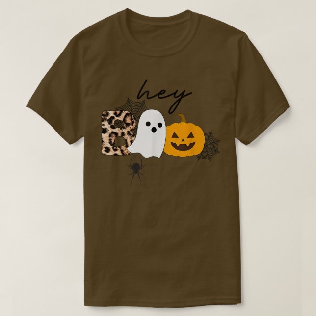 Boo Funny Halloween Pumpkin Ghost Spooky Leopa T Shirt (Design framsida)