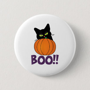 Boo Funny Jolly Cat Peeking Pumpkin Halloween part Knapp