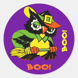 Boo! Funny Uggla Halloween Runt Klistermärke