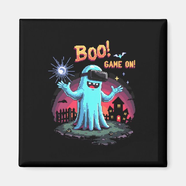 Boo! Game On! Spooky Gamer Ghost med styrenhet H Magnet (Framsidan)