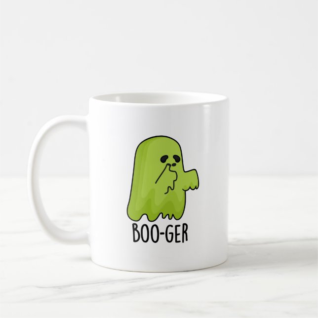 Boo-ger Funny Halloween Booger Ghost Pun Kaffemugg (Vänster)