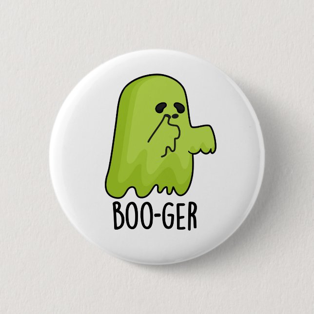 Boo-ger Funny Halloween Booger Ghost Pun Knapp (Framsida)