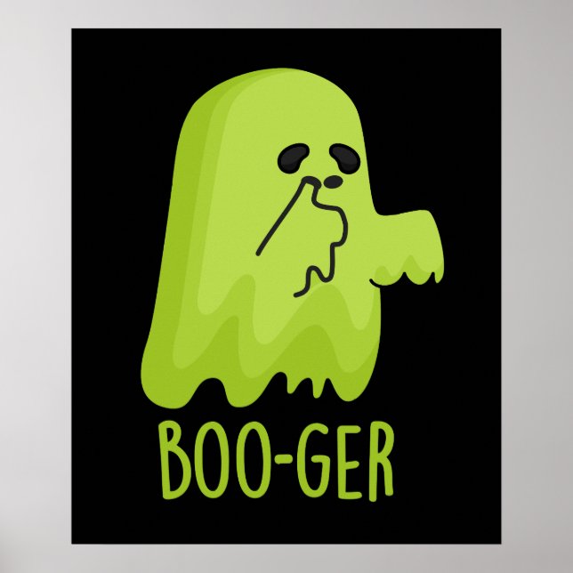 Boo-ger Funny Halloween Booger Ghost Pun Mörk BG Poster (Framsidan)