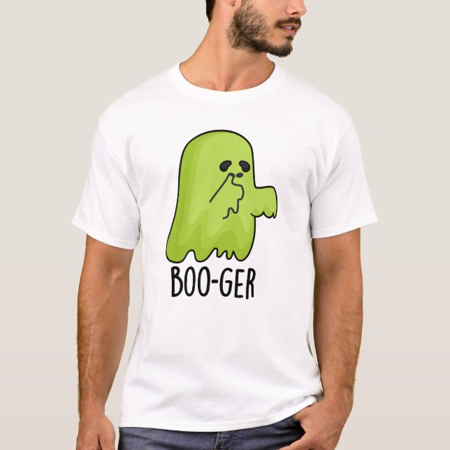 Boo-ger Funny Halloween Booger Ghost Pun T Shirt (Framsida)
