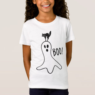 Boo Ghost Black Cat Halloween T Shirt