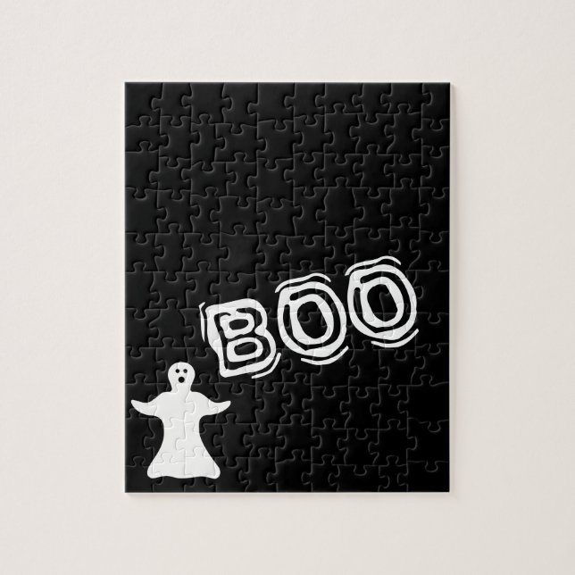 Boo Ghost Black Halloween Frustrating Pussel (Vertikal)