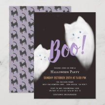 Boo! Ghost Cat Cute Lila Halloween fest