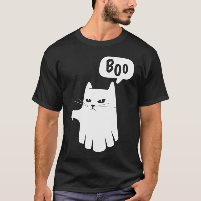 Boo Ghost Cat Disapprove Disapproval Halloween 202 T Shirt (Framsida)