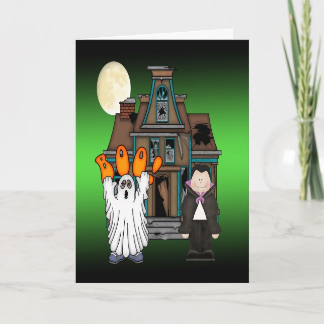 Boo Ghost Dracula Halloween Greeting Card Kort (Framsida)
