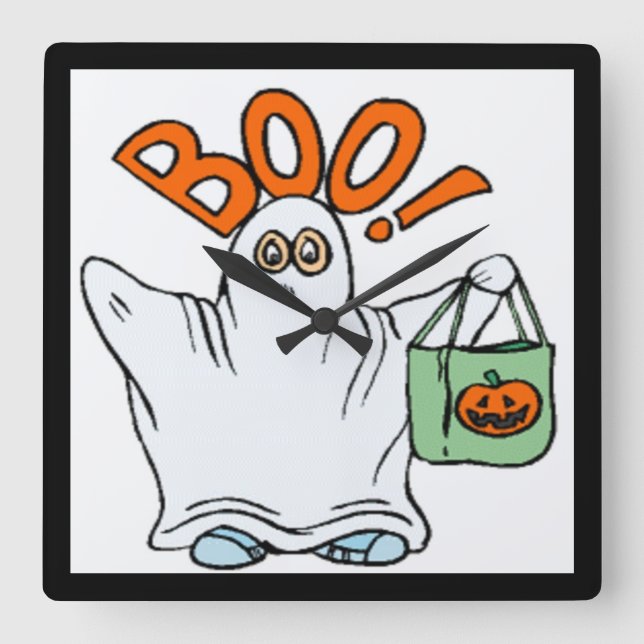 BOO! GHOST FYRKANTIG KLOCKA (Framsida)