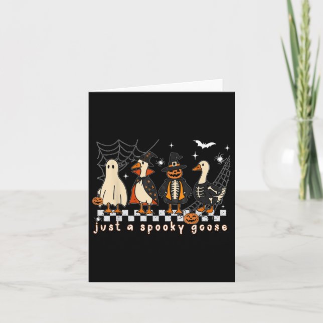 Boo Ghost Goose Halloween Spooky Goose Fall Skelet Kort (Framsida)
