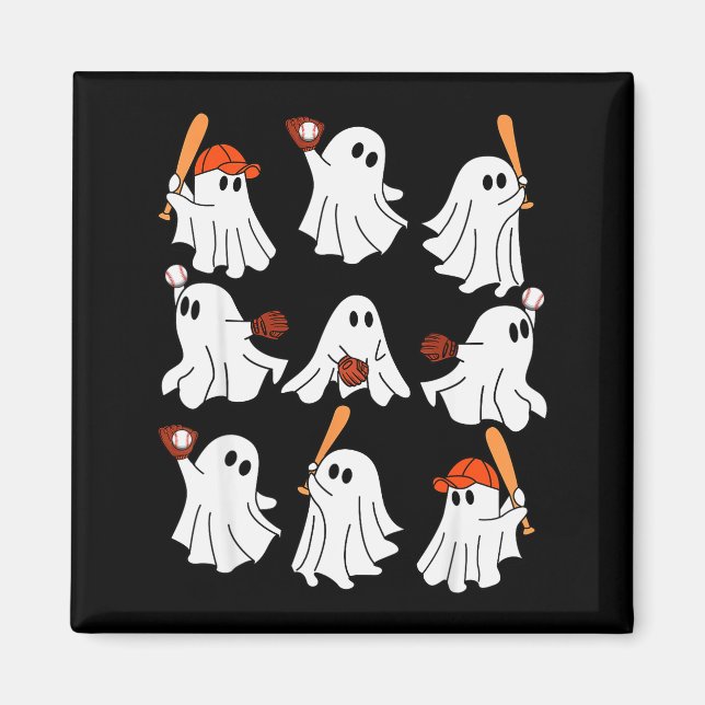 Boo Ghost Halloween Baseball Happy Halloween Baseb Magnet (Framsidan)