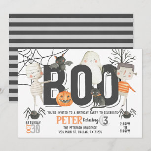 Boo Ghost Halloween Födelsedagsfest inbjudan
