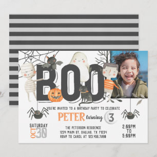 Boo Ghost Halloween Födelsedagsfest inbjudan