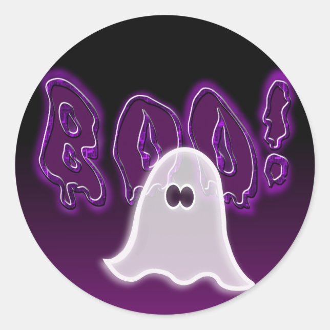Boo Ghost Hallow'en Stickers Runt Klistermärke (Framsida)