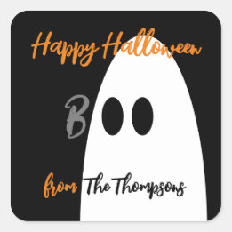 Boo Ghost Happy halloween Fyrkantigt Klistermärke