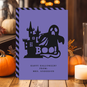 Boo Ghost hemligt House Halloween-klassrumskort Inbjudningar