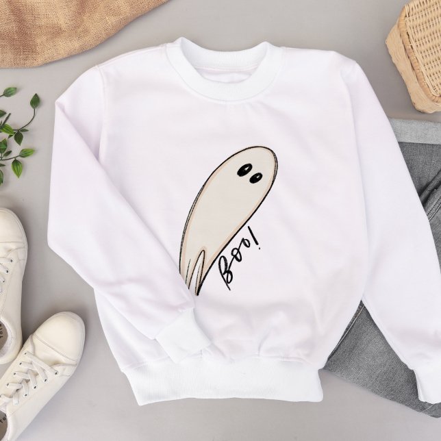 Boo Ghost Illustration Halloween T Shirt (Hand-lettered Boo Ghost Illustration Halloween Sweatshirt)