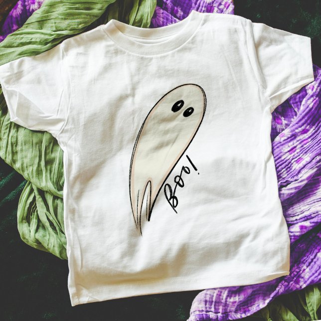 Boo Ghost Illustration Halloween T Shirt (Boo! Illustrated ghost t-shirt. Available in large variety of sizes/styles.)