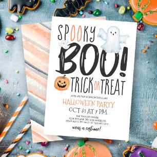 Boo Ghost Jack O'Lantern Typography Halloween Inbjudningar