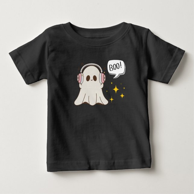 Boo Ghost Musical Halloween T Shirt (Framsida)
